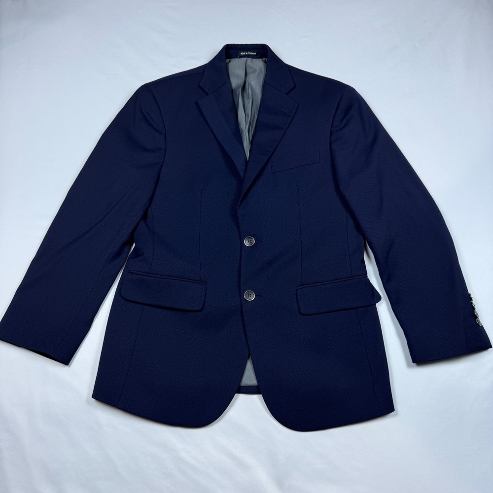 Pronto Uomo Suit Jacket Mens 36S Navy Wool Blend 2 Button Blazer